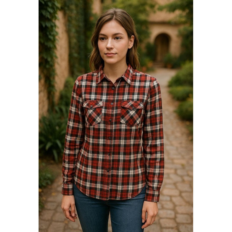 Chemise à carreaux rouge Up Fashion taille 36 – 100% coton | Fripencia