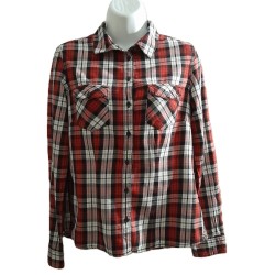 Chemise à carreaux rouge Up Fashion taille 36 – 100% coton | Fripencia