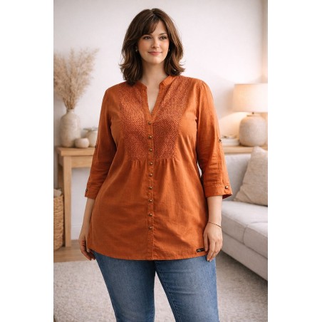 Blouse tunique orange s.Oliver 100% coton – Taille 42
