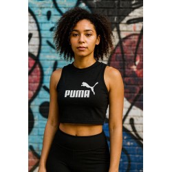 Débardeur crop top noir Puma femme taille M | Fripencia