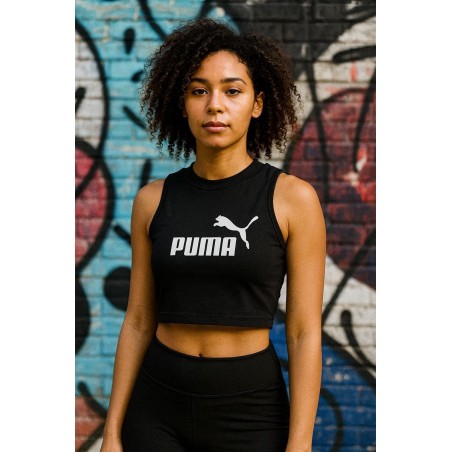 Débardeur crop top noir Puma femme taille M | Fripencia