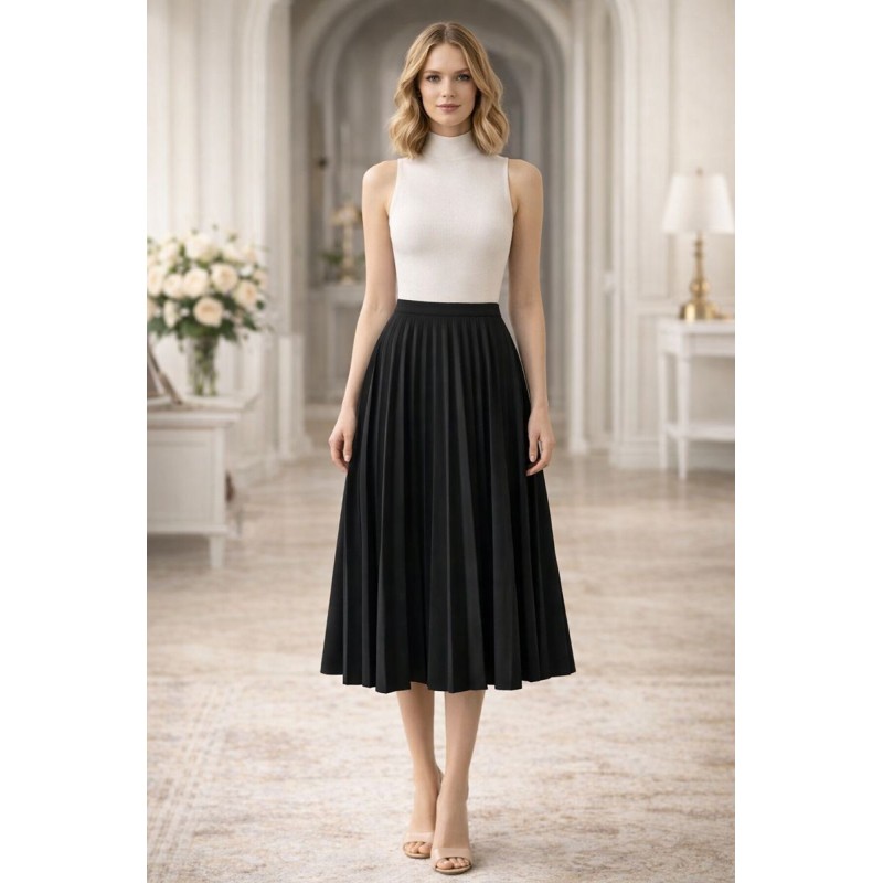 Jupe midi plissée noire Stradivarius taille S femme
