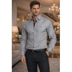 Chemise Tommy Hilfiger Slim Fit XL 43/44 Homme Gris Clair