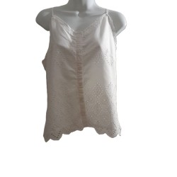 Top blanc brodé PIMKIE 100% coton femme taille M | Fripencia