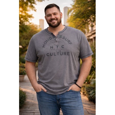 T-shirt S.Oliver gris délavé NYC Culture homme XXL XL | Fripencia
