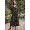 Robe longue bohème fleurie Cream noire – Taille 40 | Fripencia