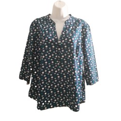 Blouse femme coton bleu marine motifs géométriques T42 – Up2Fashion | Fripencia