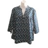 Blouse femme coton bleu marine motifs géométriques T42 – Up2Fashion | Fripencia