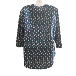 Blouse femme coton bleu marine motifs géométriques T42 – Up2Fashion | Fripencia