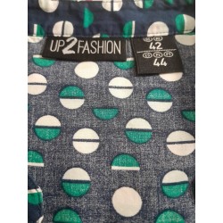 Blouse femme coton bleu marine motifs géométriques T42 – Up2Fashion | Fripencia