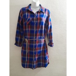 Robe chemise à carreaux femme 100% coton – Taille M | Fripencia
