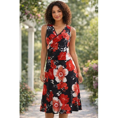 Robe noire fleurie croisée chic – Taille unique – Coco Girls Paris | Fripencia