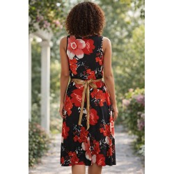 Robe noire fleurie croisée chic – Taille unique – Coco Girls Paris | Fripencia
